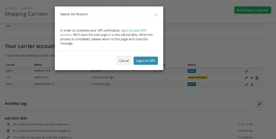 UPS Account Migration
