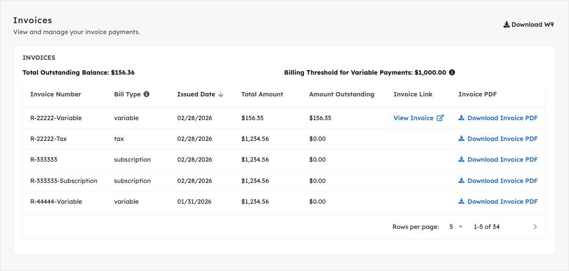 View and Manage Invoices