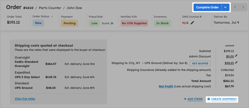 Order Management & Processing